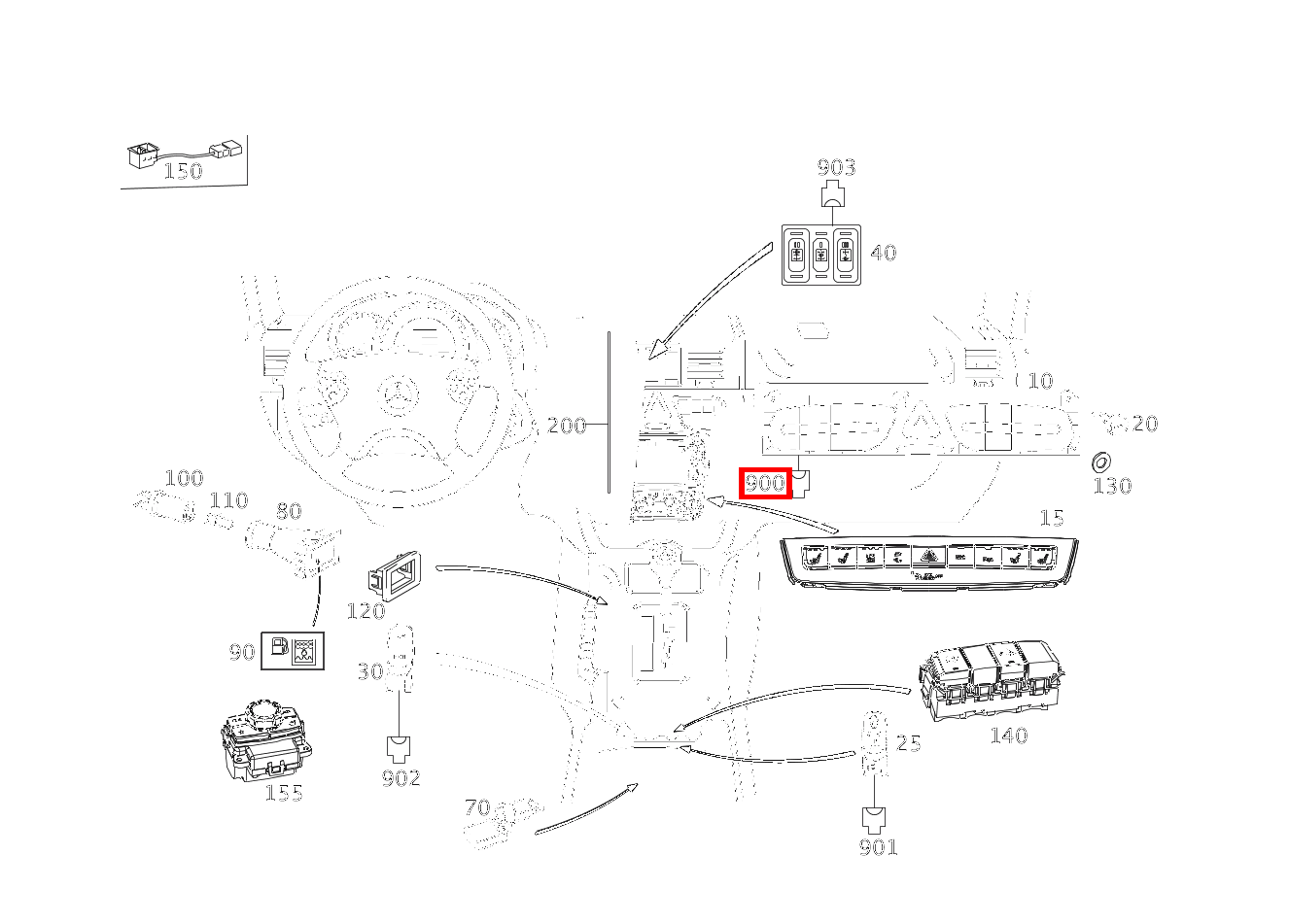 Stecker Oberes Bedienfeld N25/5,; 6-PIN MQS für G-Klasse 463 kaufen 