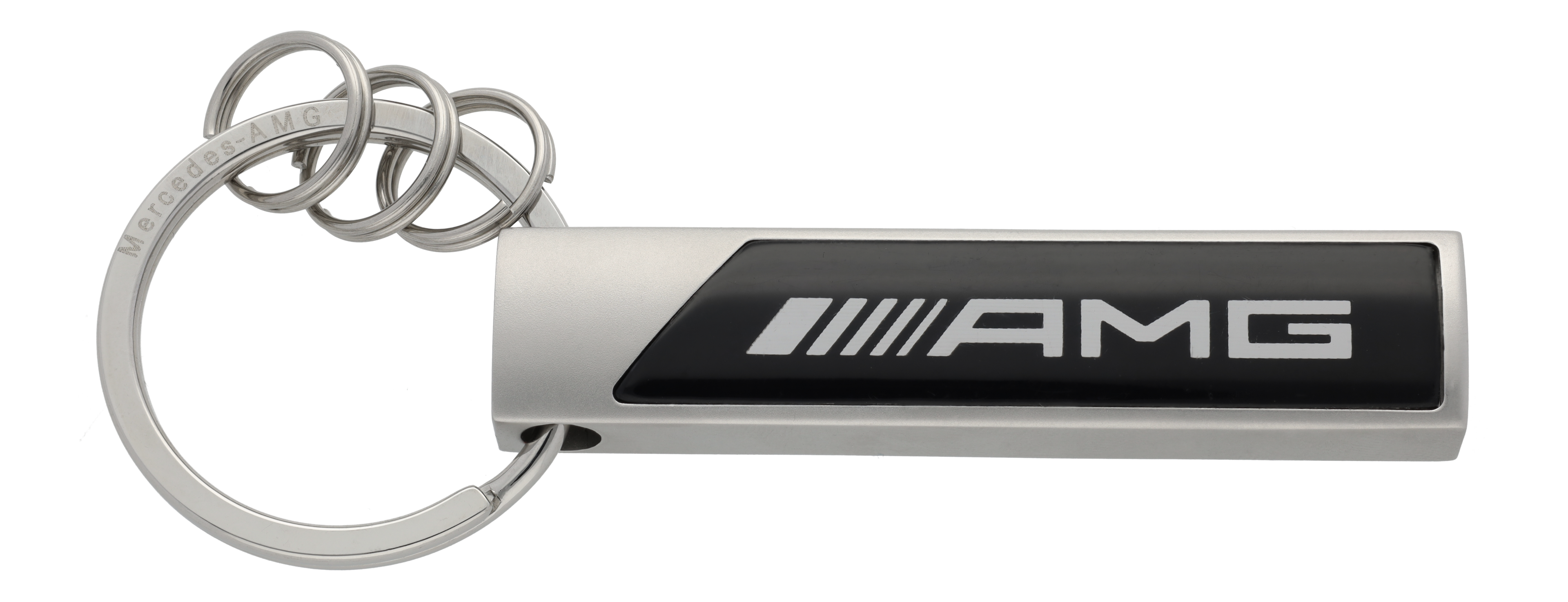 Mercedes-Benz - AMG Schlüsselanhänger, Logo silberfarben / schwarz / weiß, Edelstahl