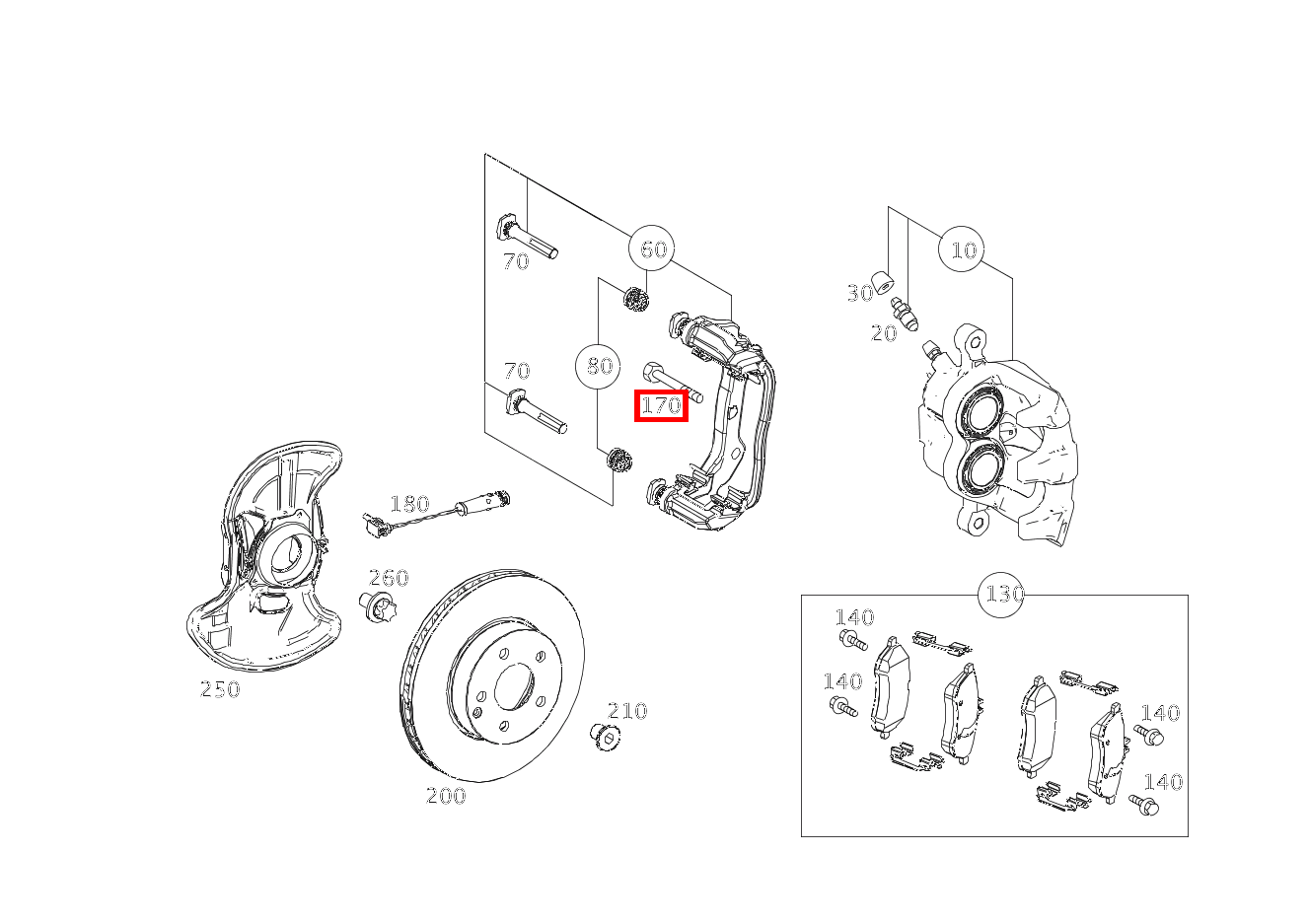 Sechsrundschraube BREMSSATTEL AN ACHSSCHENKEL; M14X45 für C 204 