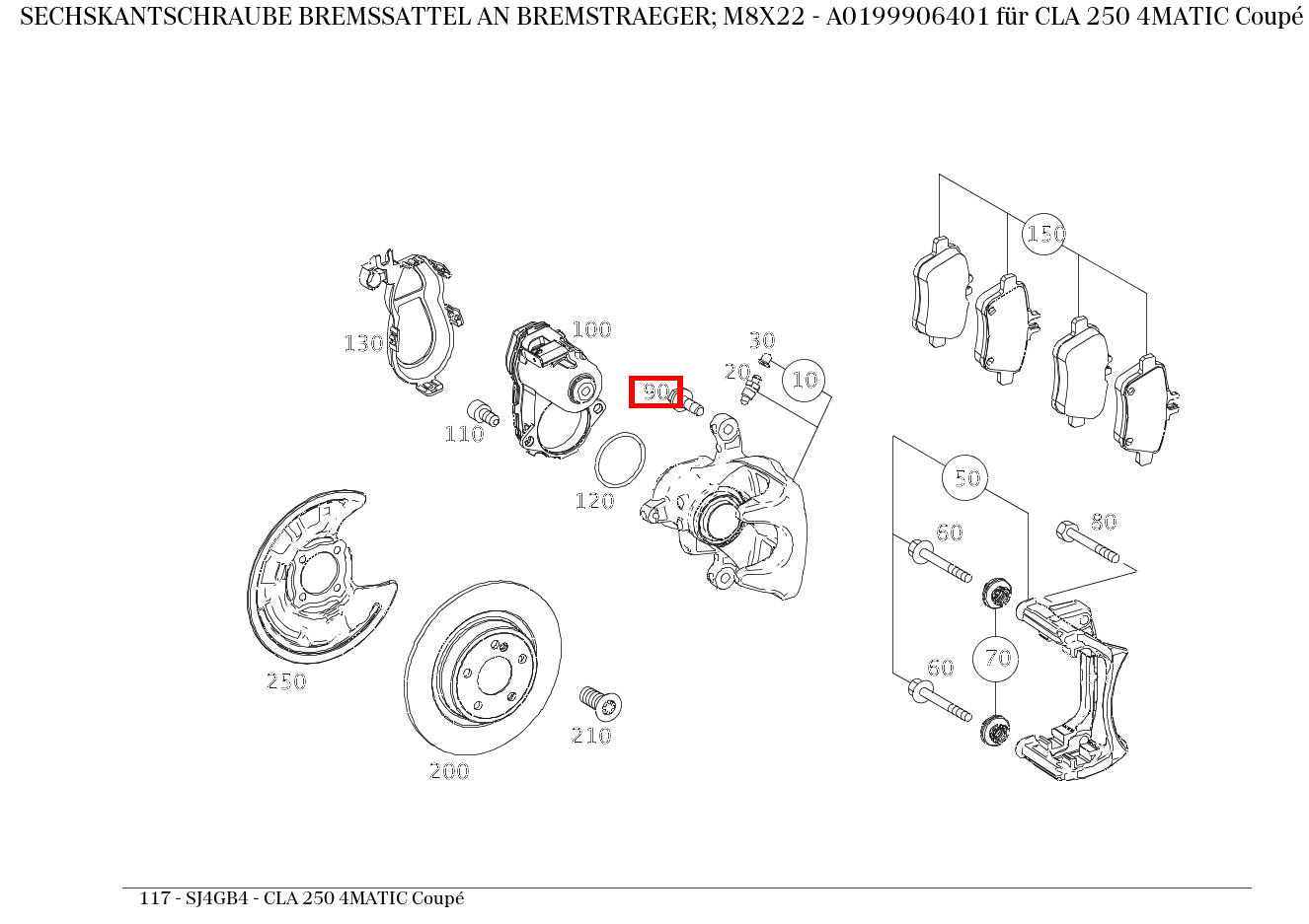 Sechskantschraube Bremssattel an Bremsträger links und rechts 