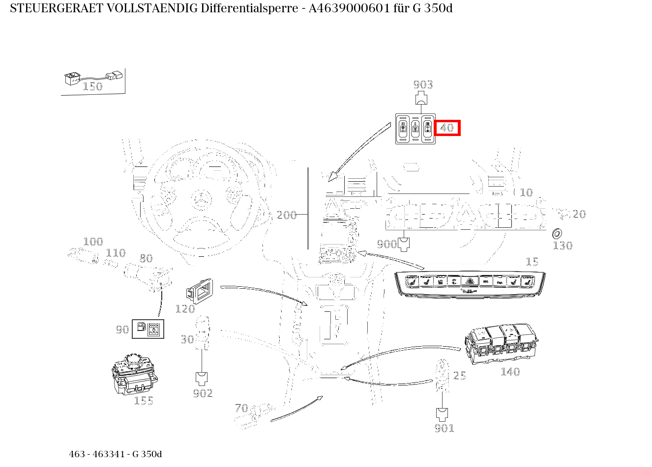 Steuergerät vollständig Differentialsperre G 350d 463 Steuergerät vollständig Differentialsperre G 350d 463