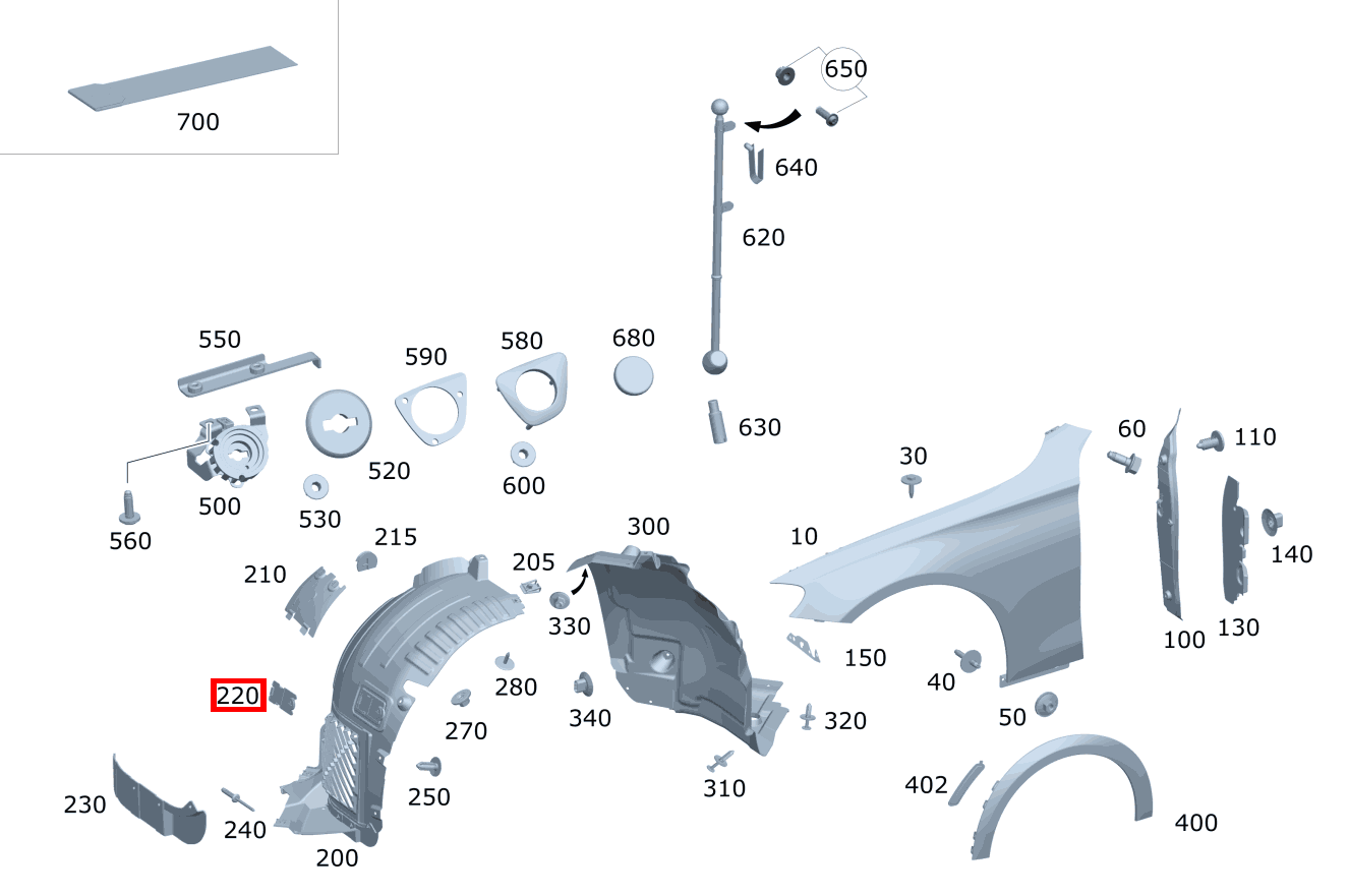 Wartungsklappe RECHTS VORN Mercedes-AMG E 63 S 4MATIC+ T-Modell 213