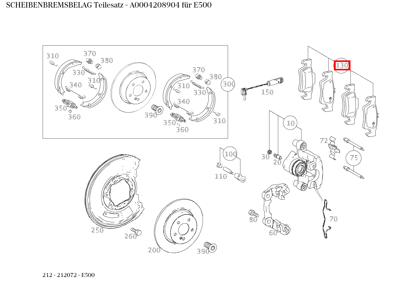Scheibenbremsbelag Teilesatz E500 212 Scheibenbremsbelag Teilesatz E500 212