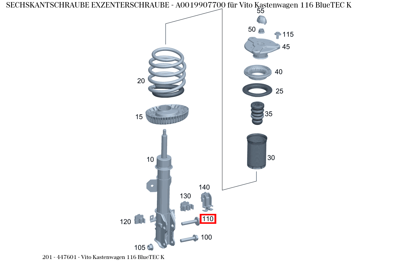 Sechskantschraube EXZENTERSCHRAUBE Vito Kastenwagen 116 BlueTEC K 201