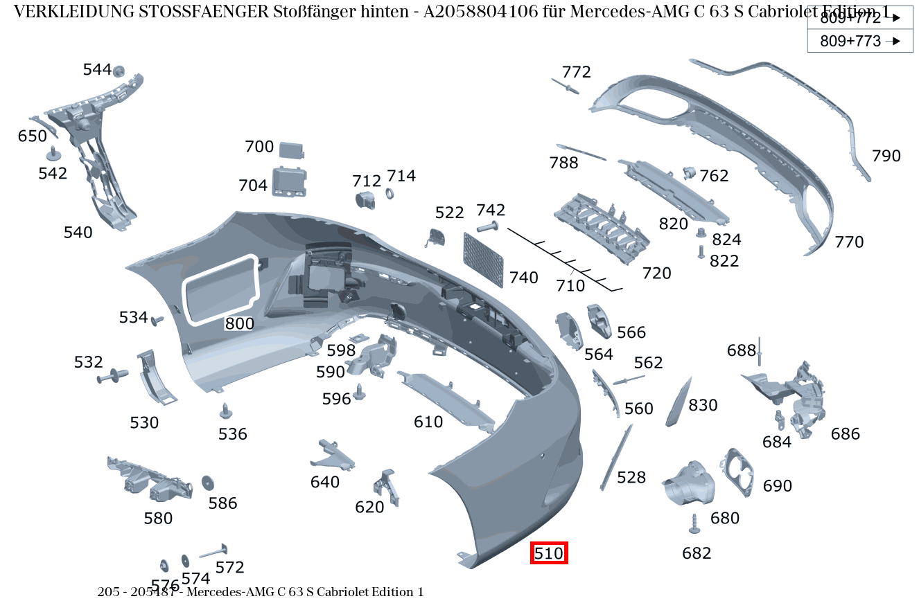 Verkleidung Stossfänger Stoßfänger hinten Mercedes-AMG C 63 S Cabriolet Edition 1 205 Verkleidung Stossfänger Stoßfänger hinten Mercedes-AMG C 63 S Cabriolet Edition 1 205