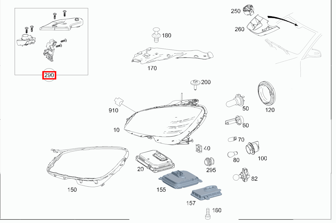 Reparatursatz Halter Reparaturlösung für Scheinwerfer rechts GLC2504M 253