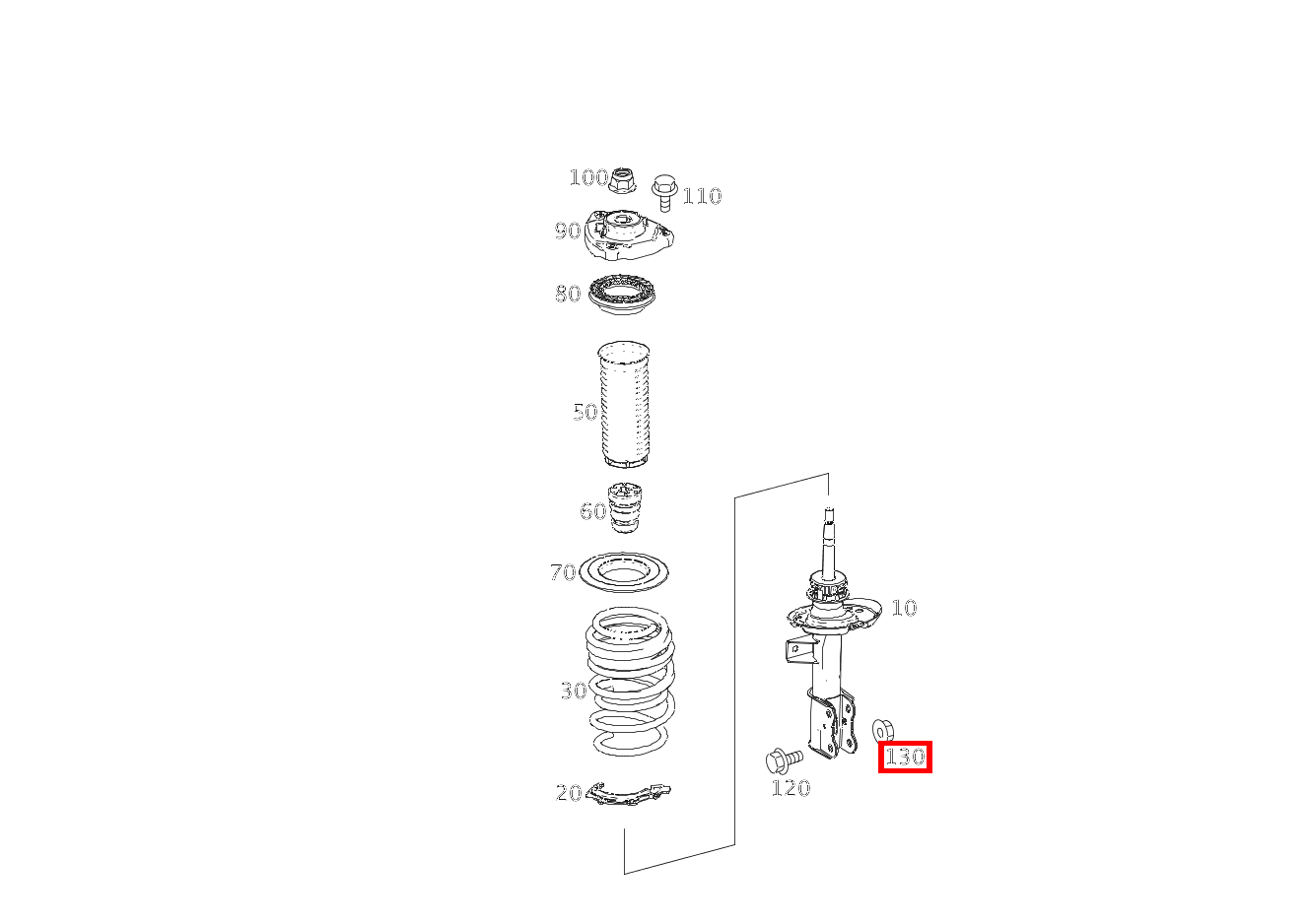 Sechskantmutter M Flansch FEDERBEIN AN ACHSSCHENKEL, LINKS UND RECHTS; M14X1,5 B220 4M 246