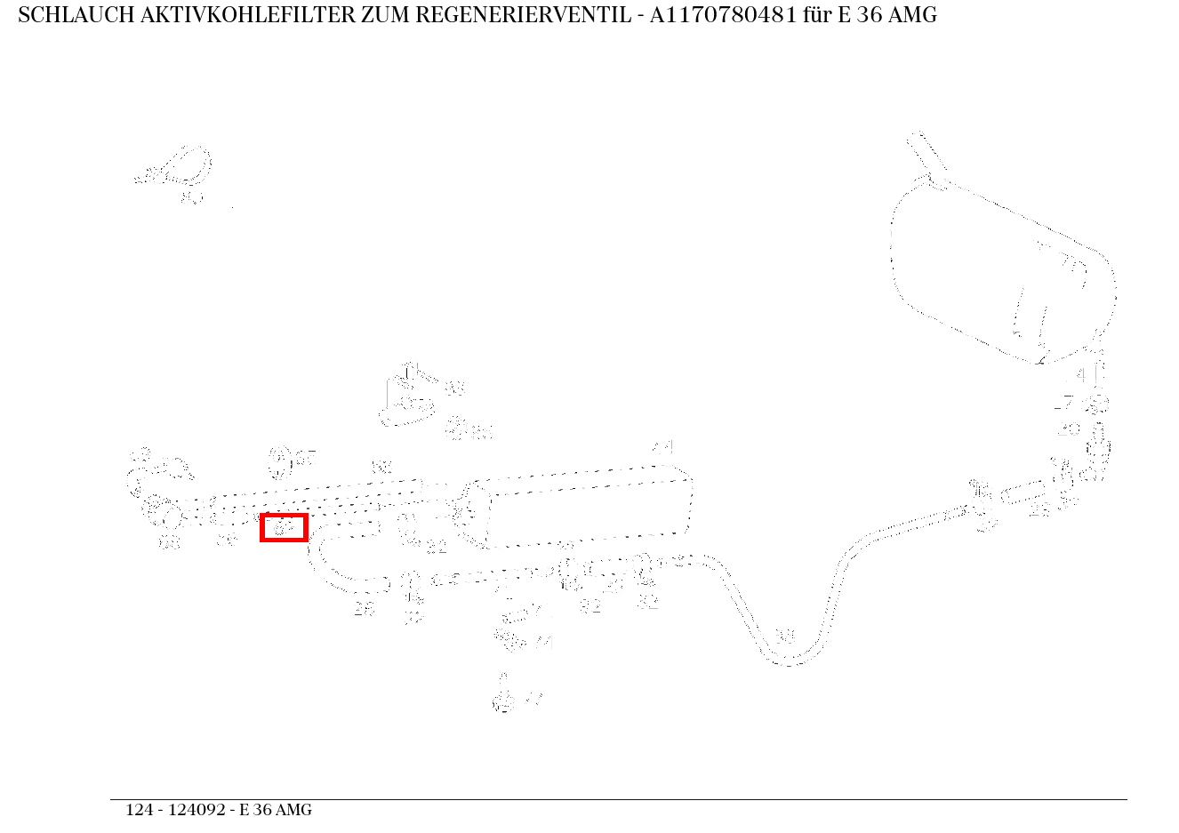Schlauch AKTIVKOHLEFILTER ZUM REGENERIERVENTIL E 36 AMG 124 Schlauch AKTIVKOHLEFILTER ZUM REGENERIERVENTIL E 36 AMG 124