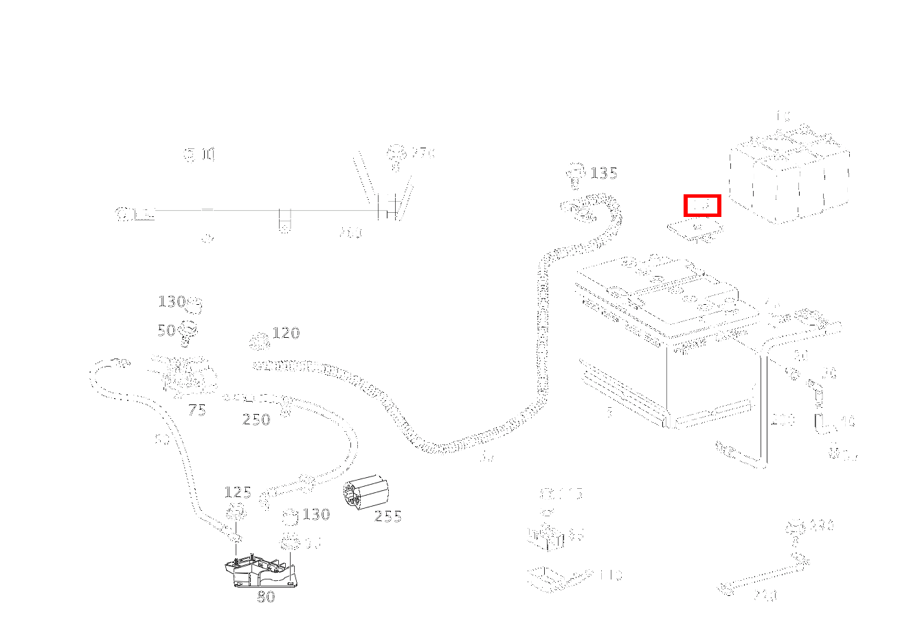 Schutzkappe BATTERIE-PLUSPOL E280 210