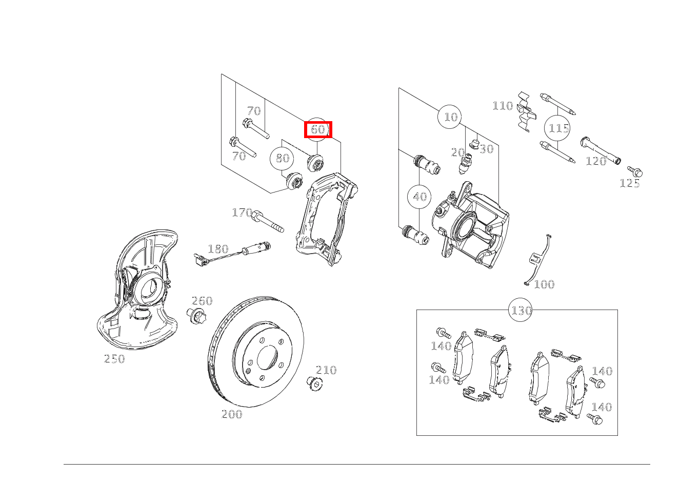 Bremsträger OHNE FUEHRUNGSHUELSE C350 BE C 204 Bremsträger OHNE FUEHRUNGSHUELSE C350 BE C 204