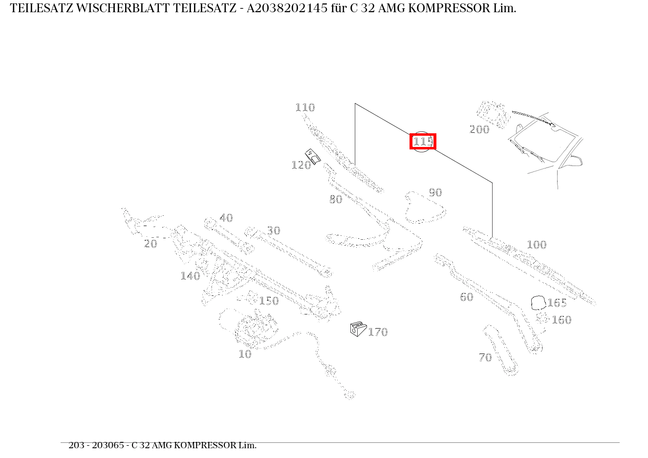 Teilesatz Wischerblatt TEILESATZ C 32 AMG KOMPRESSOR Lim. 203 Teilesatz Wischerblatt TEILESATZ C 32 AMG KOMPRESSOR Lim. 203