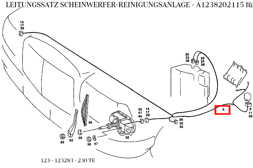 Leitungssatz SCHEINWERFER-REINIGUNGSANLAGE 230 TE 123 Leitungssatz SCHEINWERFER-REINIGUNGSANLAGE 230 TE 123