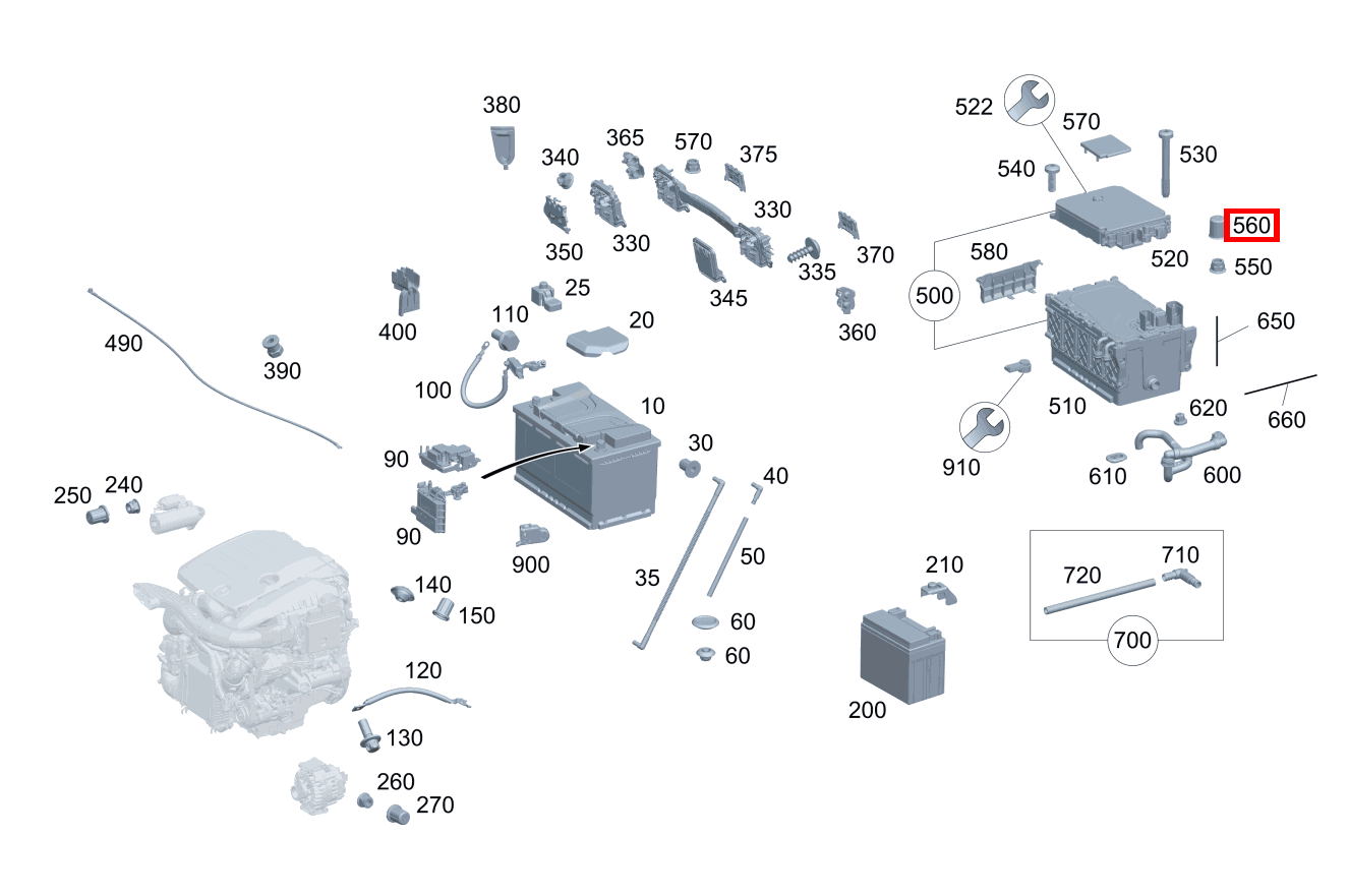 SCHUTZKAPPE STECKVERBIND. AN STARTER-BATTERIE FRONT GLE 167, A 168  