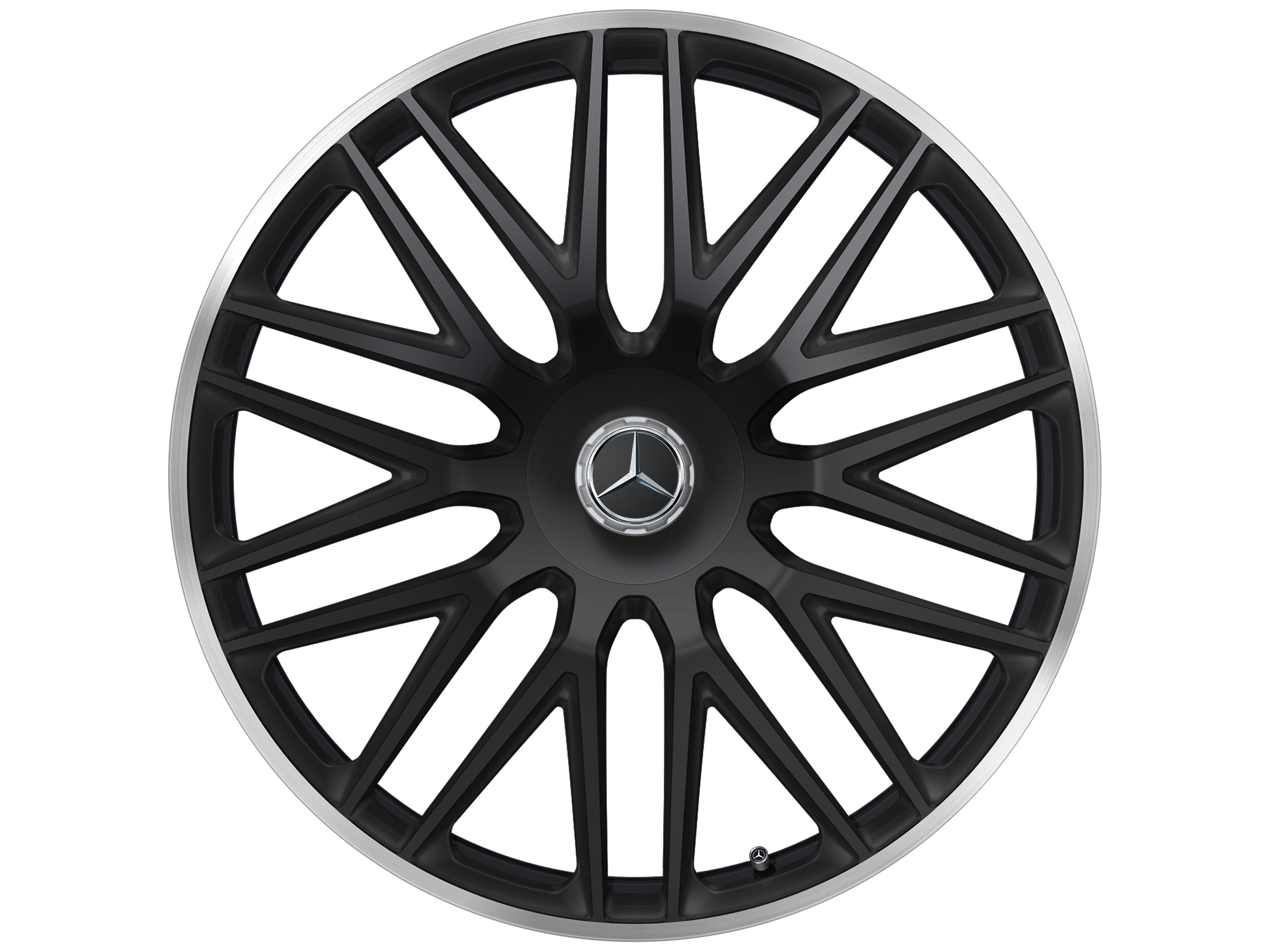 Mercedes-Benz - AMG Schmiederad, 23 Zoll, 10 J x 23 ET 45, schwarz matt, Felgenhorn glanzgedreht
