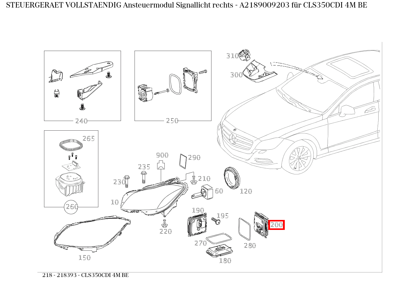Steuergerät vollständig Ansteuermodul Signallicht rechts CLS350CDI 4M BE 218 Steuergerät vollständig Ansteuermodul Signallicht rechts CLS350CDI 4M BE 218