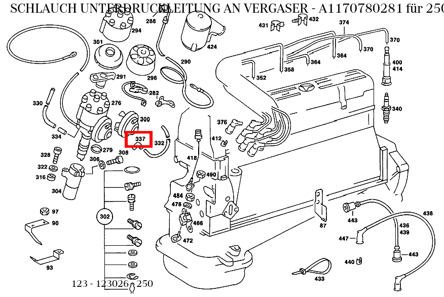 Schlauch UNTERDRUCKLEITUNG AN VERGASER 250 123 Schlauch UNTERDRUCKLEITUNG AN VERGASER 250 123