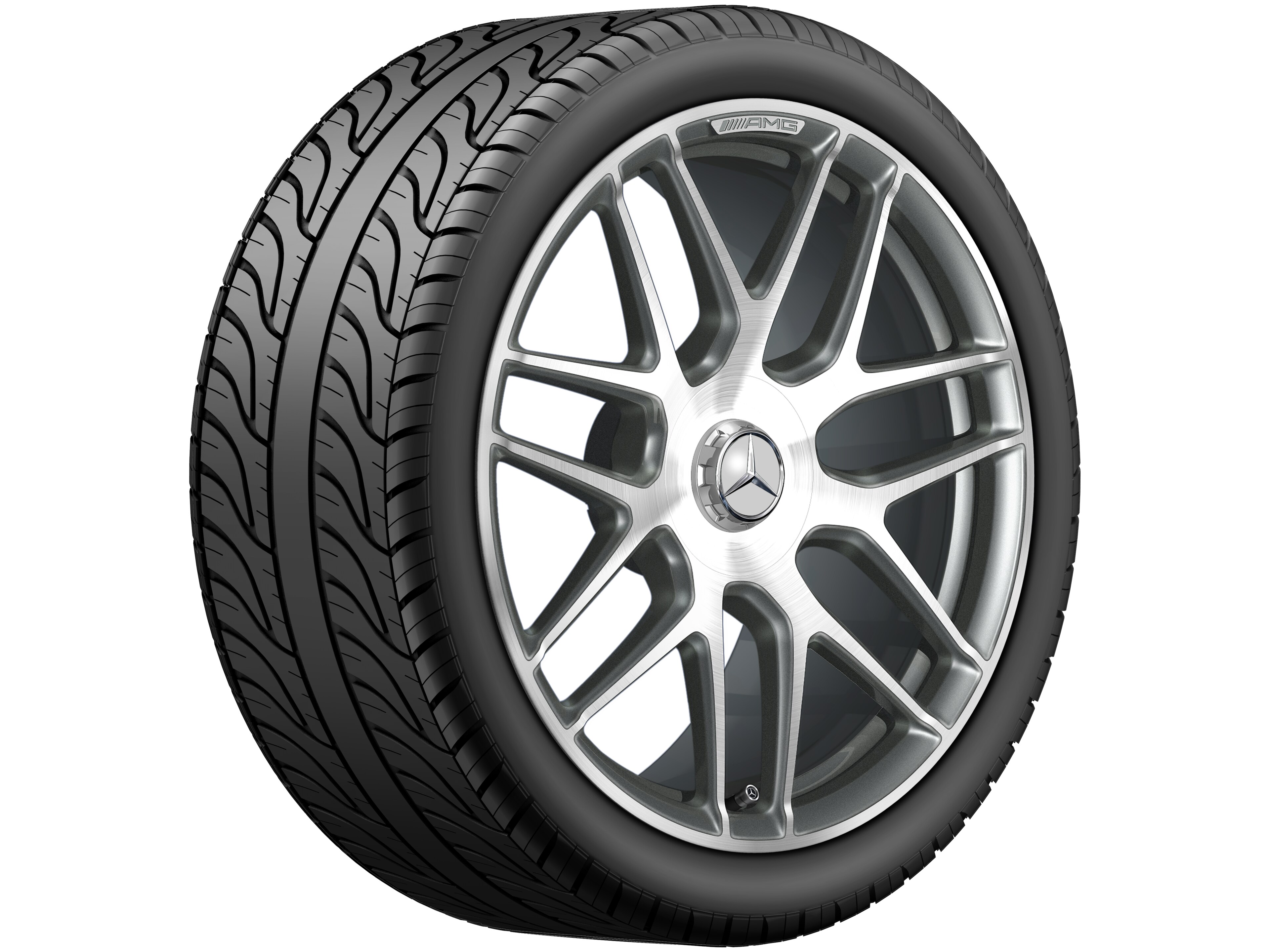 Mercedes-Benz - AMG Schmiederad im Kreuzspeichen-Design, 50,8 cm (20 Zoll), glanzgedreht 9,5 J x 20 ET 25, titangrau