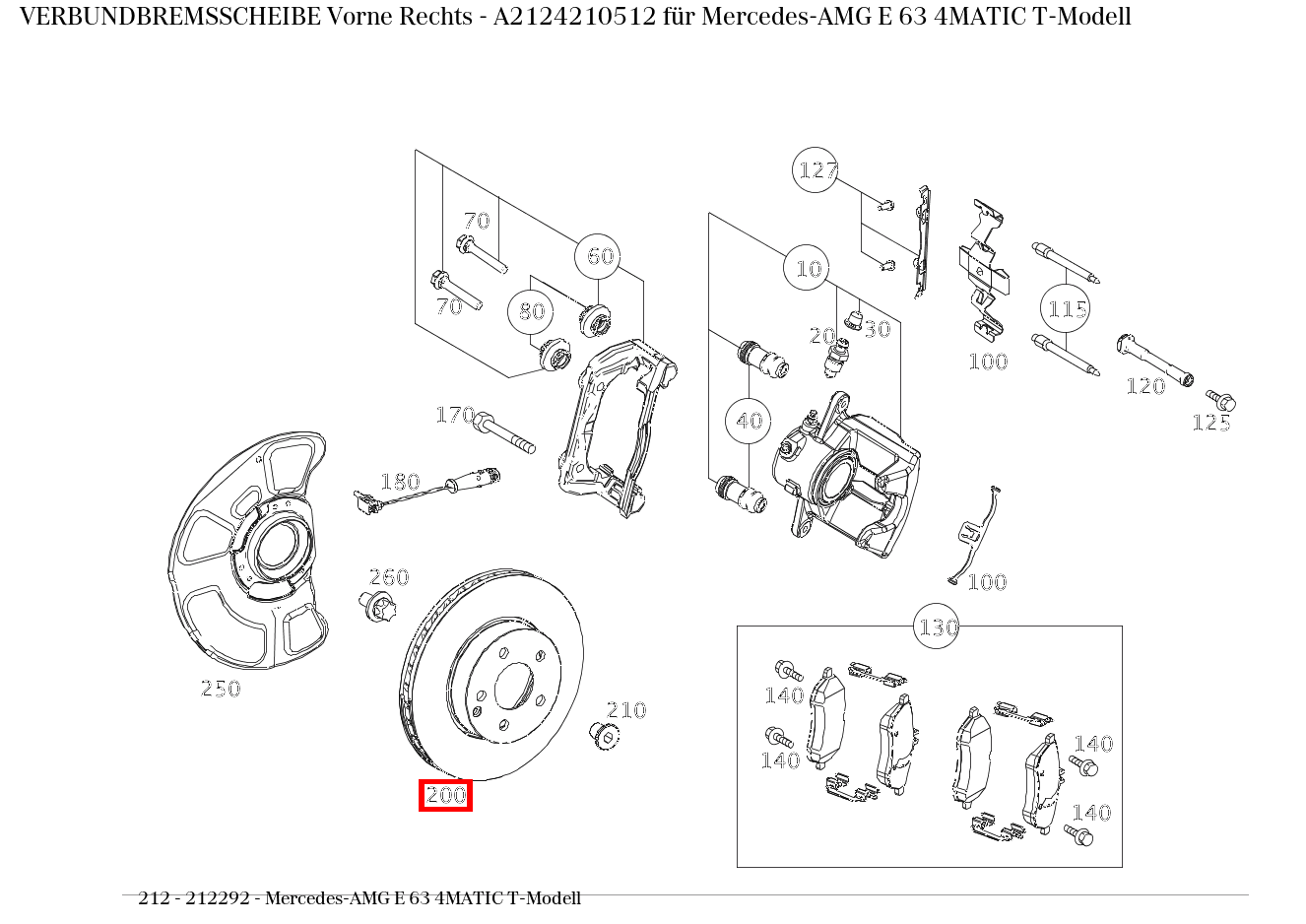 Verbundbremsscheibe Vorne Rechts Mercedes-AMG E 63 4MATIC T-Modell 212