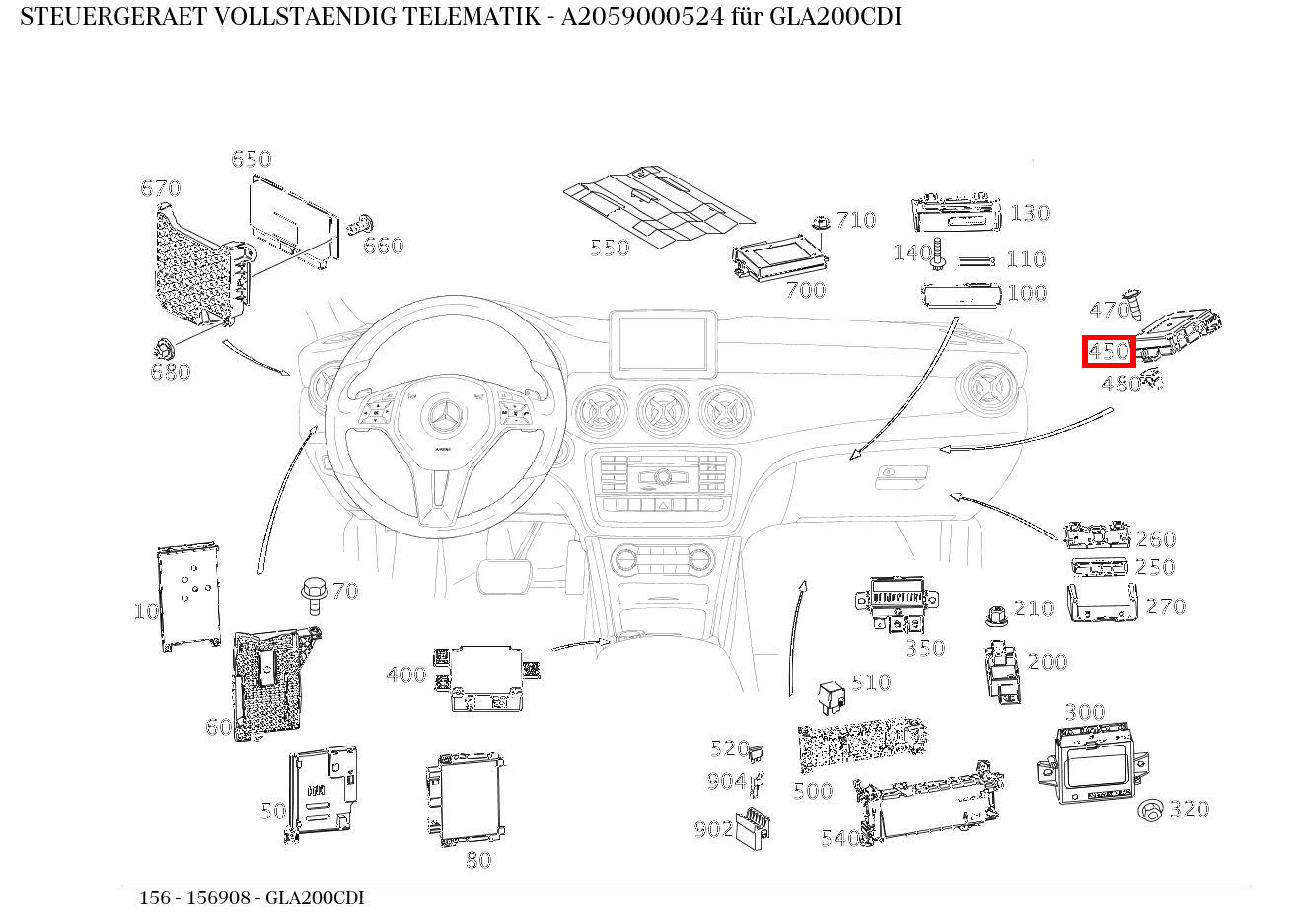Steuergerät vollständig TELEMATIK GLA200CDI 156