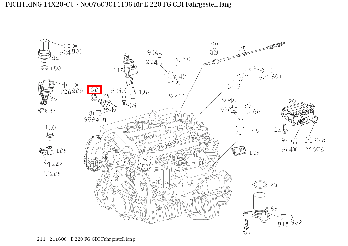Dichtring 14X20-CU E 220 FG CDI Fahrgestell lang 211