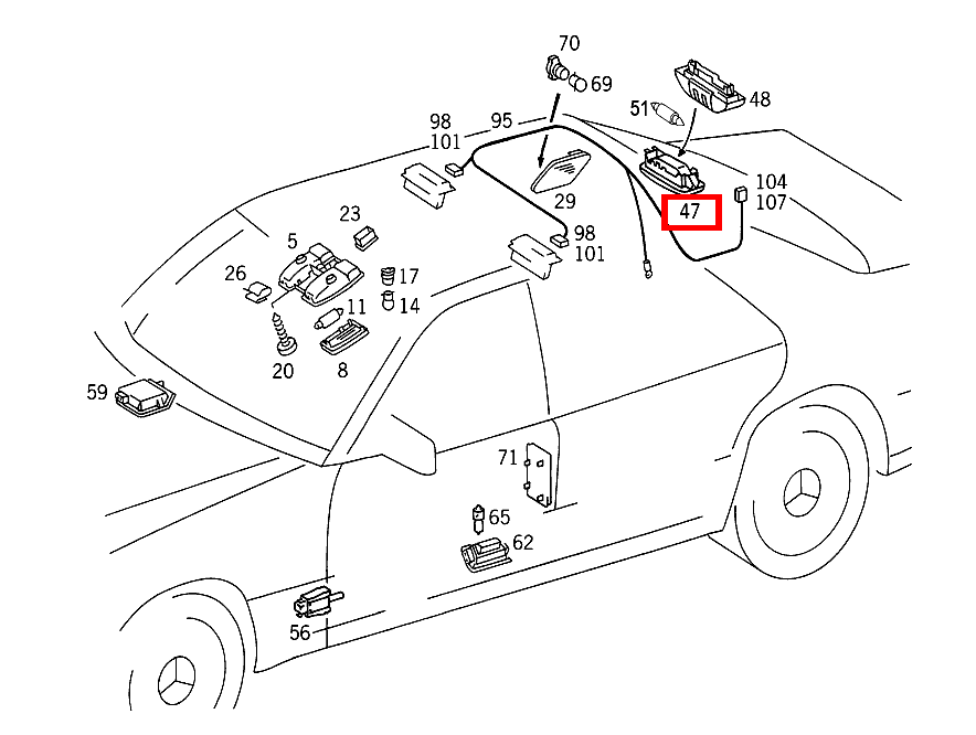 Innenleuchte DECKENLEUCHTE HINTEN S 350 Turbodiesel 140