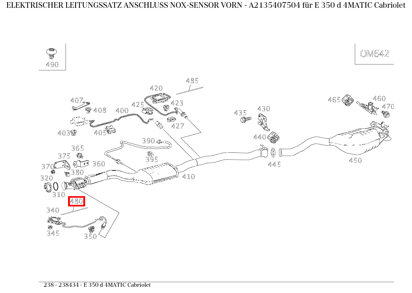 Elektrischer Leitungssatz ANSCHLUSS NOX-SENSOR VORN E 350 d 4MATIC Cabriolet 238 Elektrischer Leitungssatz ANSCHLUSS NOX-SENSOR VORN E 350 d 4MATIC Cabriolet 238