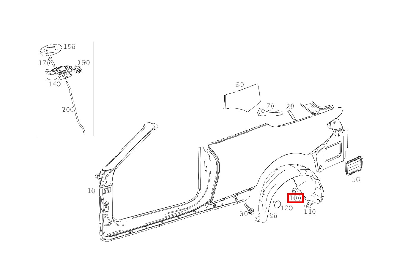 KUNSTSTOFFMUTTER BEFESTIGUNG RADLAUFVERKLEIDUNG, LINKS S 63 AMG 4MATIC+ Cabriolet 217