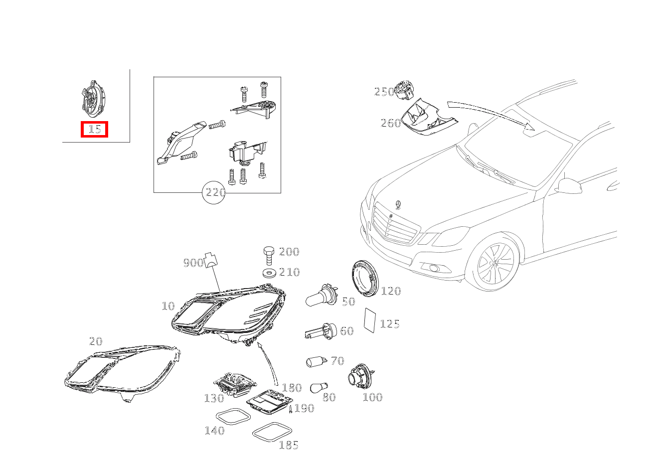 Lüfter LINKS INNEN E 200 Limousine 213