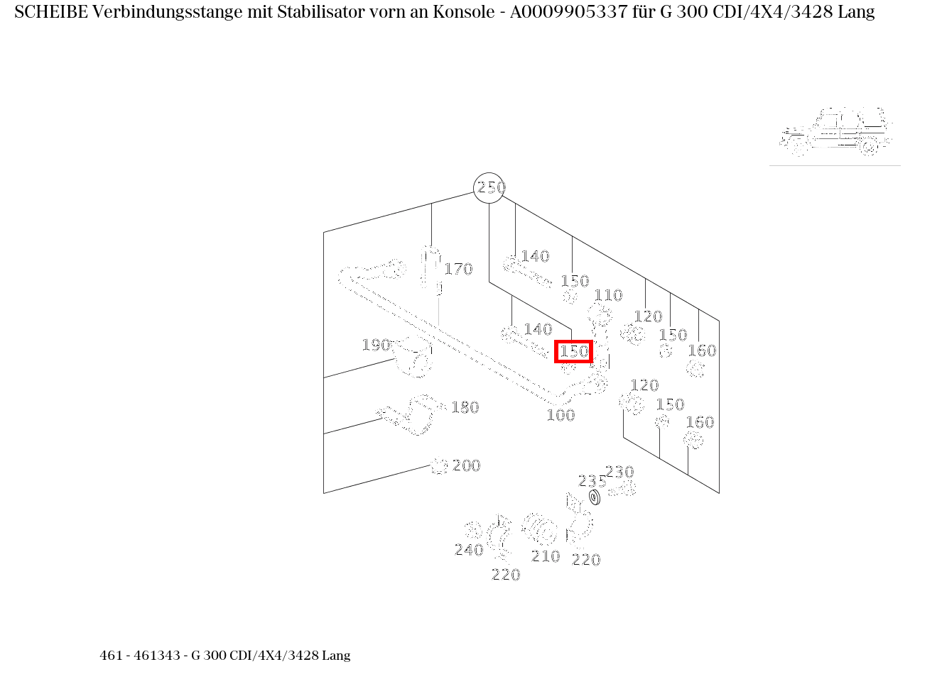 Scheibe Verbindungsstange mit Stabilisator vorn an Konsole G 300 CDI/4X4/3428 Lang 461