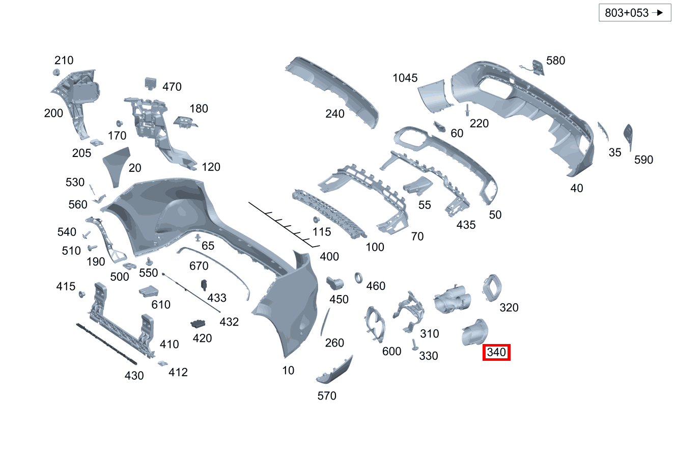 Endrohrblende Links Mercedes-AMG GLE 53 4MATIC+ 167 Endrohrblende Links Mercedes-AMG GLE 53 4MATIC+ 167