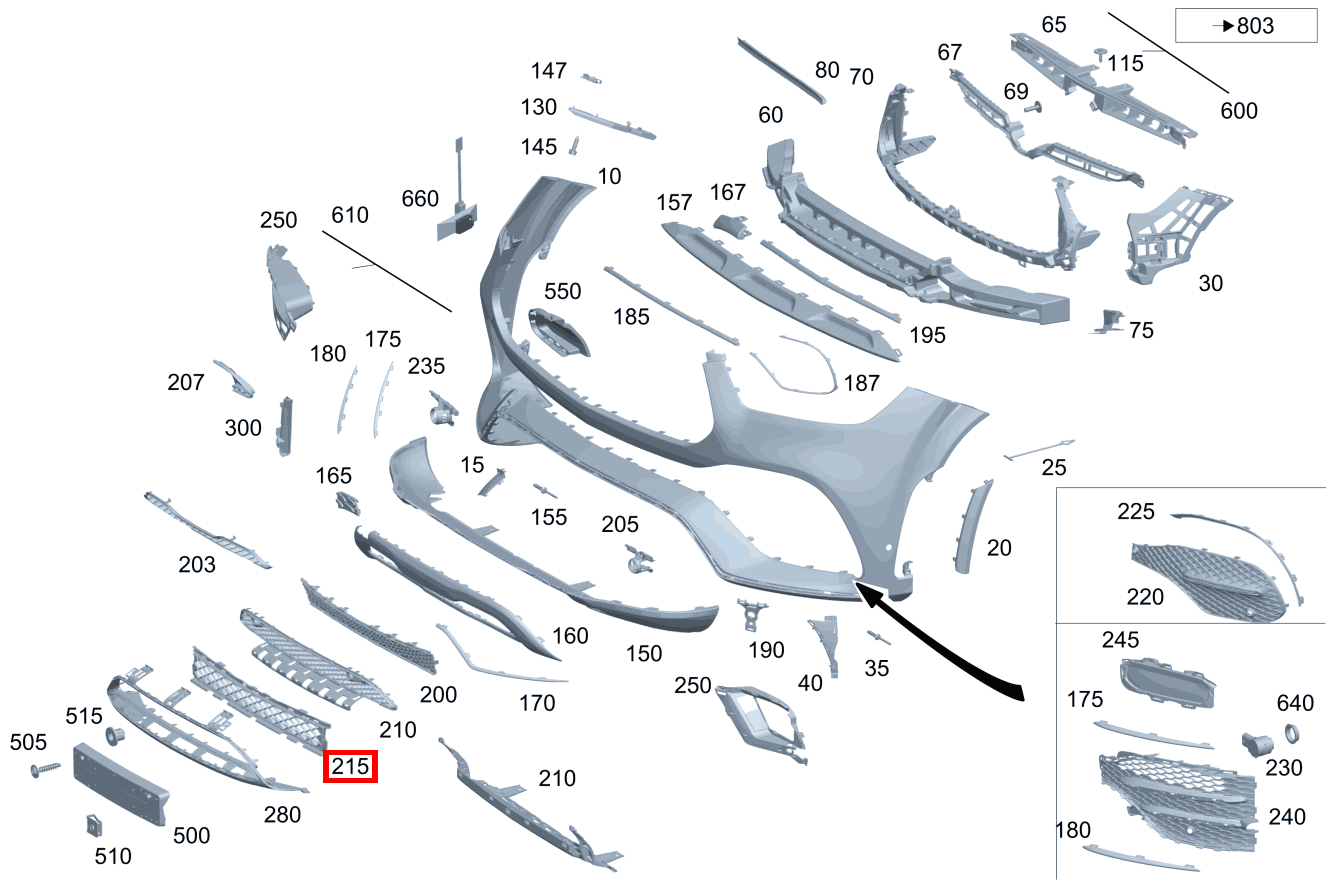 Lüftungsgitter Unten, Mitte GLE 350 e 4MATIC 167 Lüftungsgitter Unten, Mitte GLE 350 e 4MATIC 167