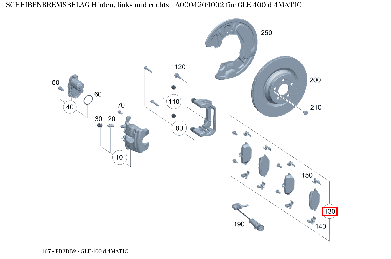 Scheibenbremsbelag Hinten, links und rechts GLE 400 d 4MATIC 167 Scheibenbremsbelag Hinten, links und rechts GLE 400 d 4MATIC 167