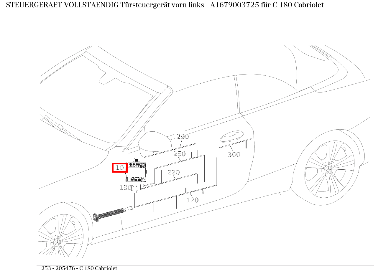 Steuergerät vollständig Türsteuergerät vorn links C 180 Cabriolet 253
