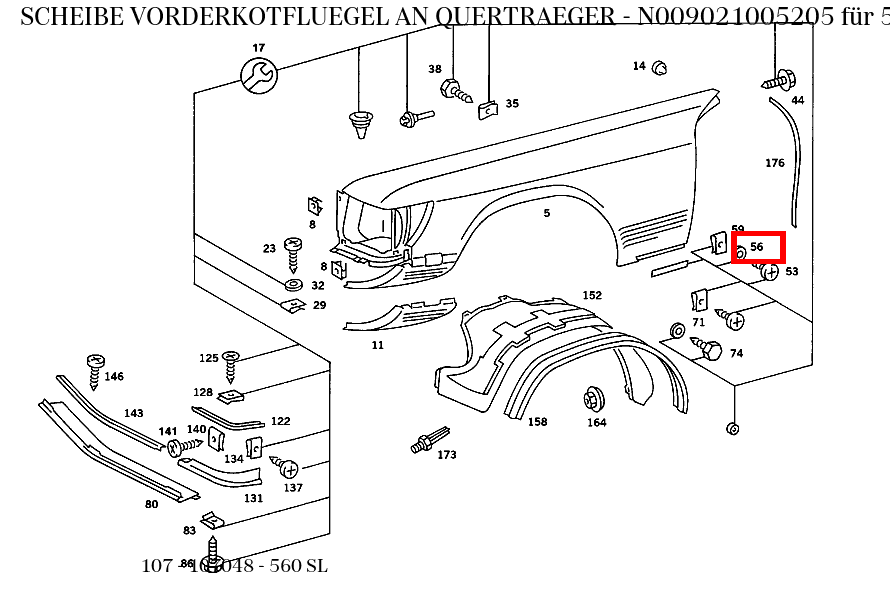 Scheibe VORDERKOTFLUEGEL AN QUERTRAEGER 560 SL 107 Scheibe VORDERKOTFLUEGEL AN QUERTRAEGER 560 SL 107