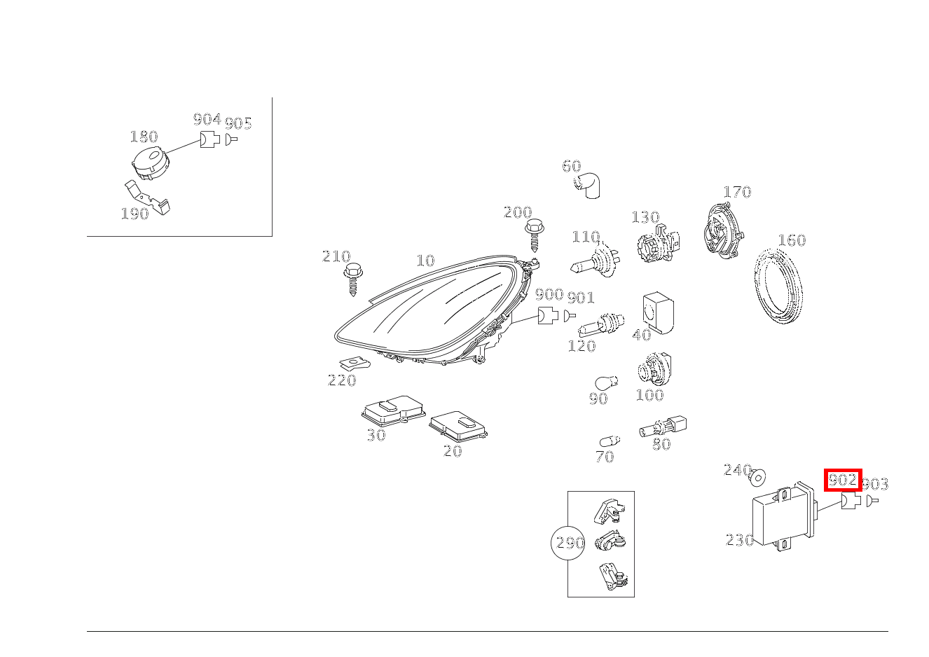 Kupplung, Mechanisch STEUERGERAET LEUCHTWEITENREGULIERUNG 20-POLIG N71; 20 PIN MQS SLK 55 AMG Roadster 171