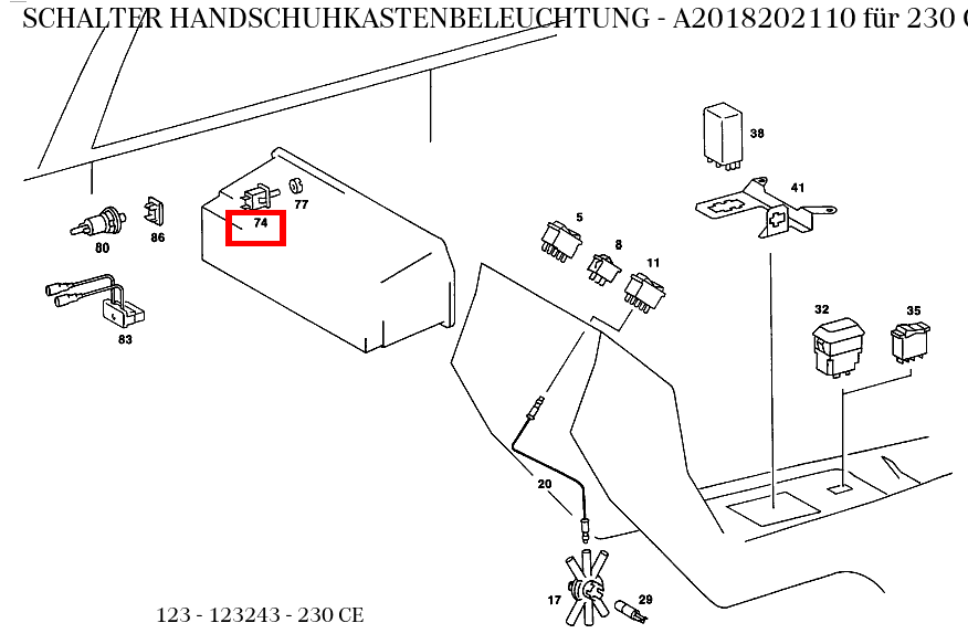 Schalter HANDSCHUHKASTENBELEUCHTUNG 230 CE 123 Schalter HANDSCHUHKASTENBELEUCHTUNG 230 CE 123