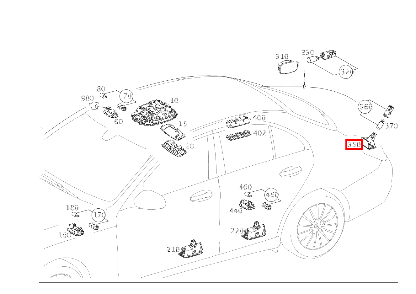Innenleuchte Heckdeckel C 180 205 Innenleuchte Heckdeckel C 180 205