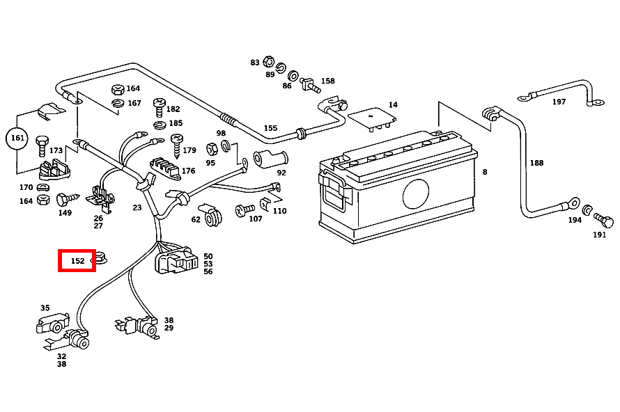 Mutter STARTERLEITUNG AN LAENGSTRAEGER; M6 560 SL 107 Mutter STARTERLEITUNG AN LAENGSTRAEGER; M6 560 SL 107