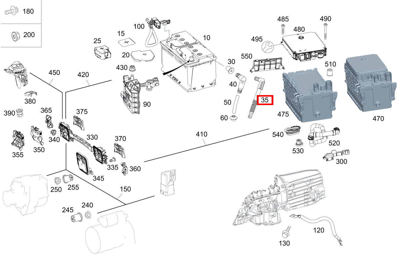 Entlüftungsschlauch Batterieentlüftung für C 205, CLK 209, E 238 