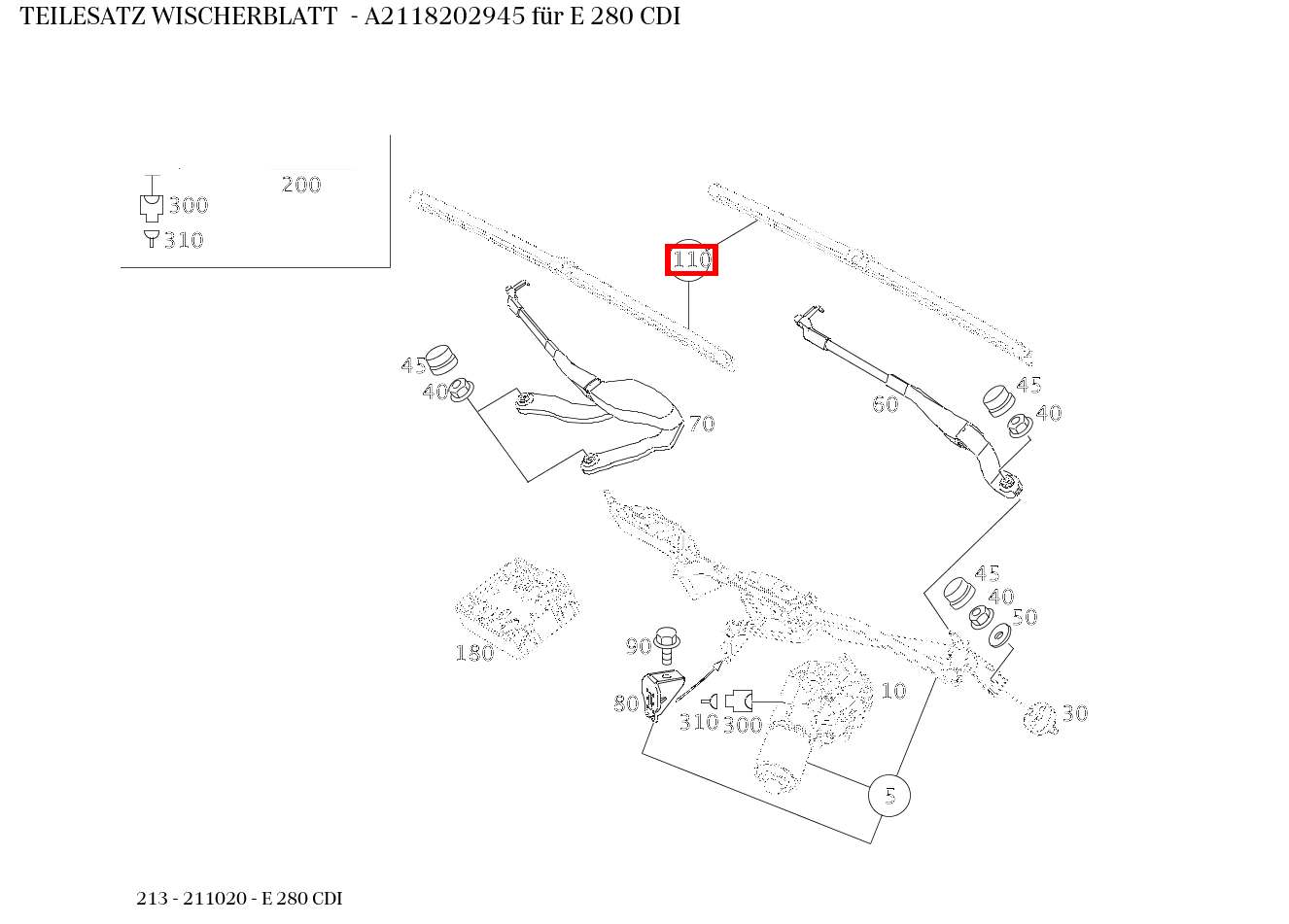 Teilesatz Wischerblatt E 280 CDI 213