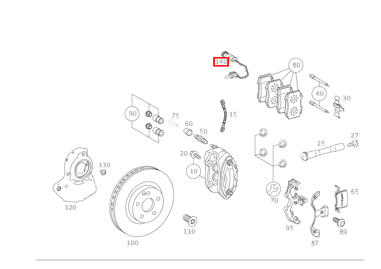 Belagverschleisssensor Bremsbelagverschleißanzeige Vorderachse CL500 4M BE 216 Belagverschleisssensor Bremsbelagverschleißanzeige Vorderachse CL500 4M BE 216