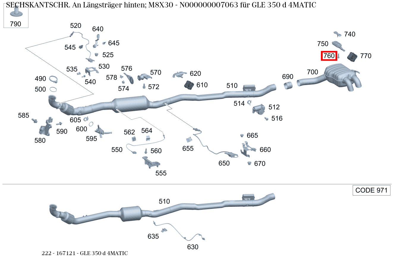 Sechskantschraube An Längsträger hinten links und rechts; M8X30 