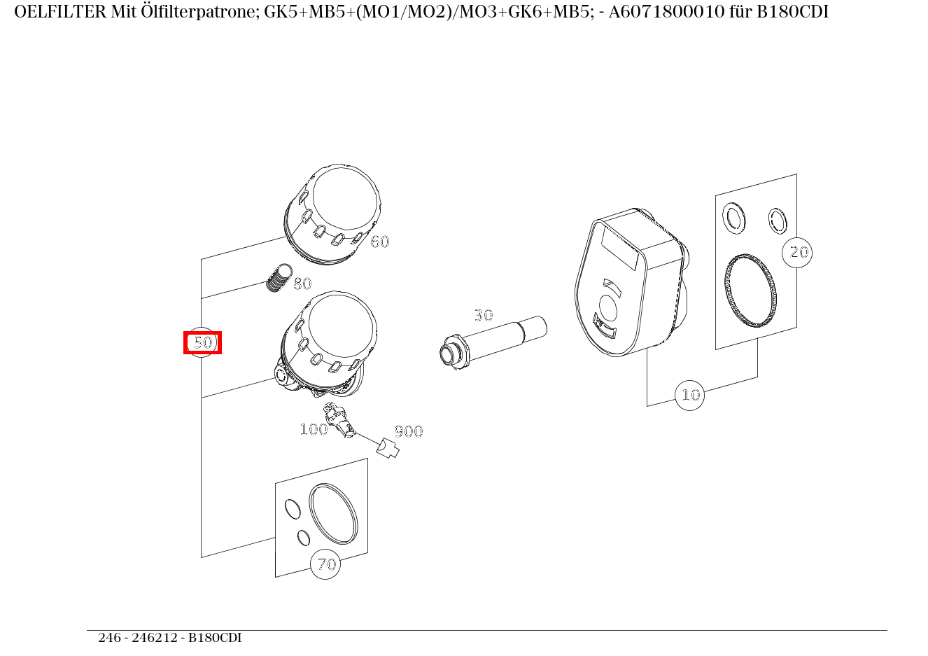 Ölfilter Mit Ölfilterpatrone; GK5+MB5+(MO1/MO2)/MO3+GK6+MB5; B180CDI 246
