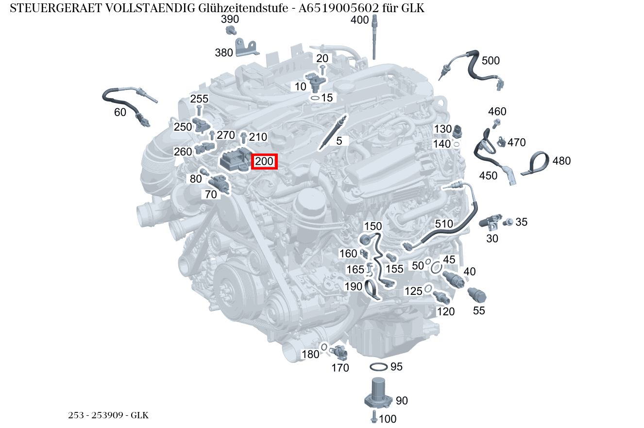 Steuergerät vollständig Glühzeitendstufe GLK 253