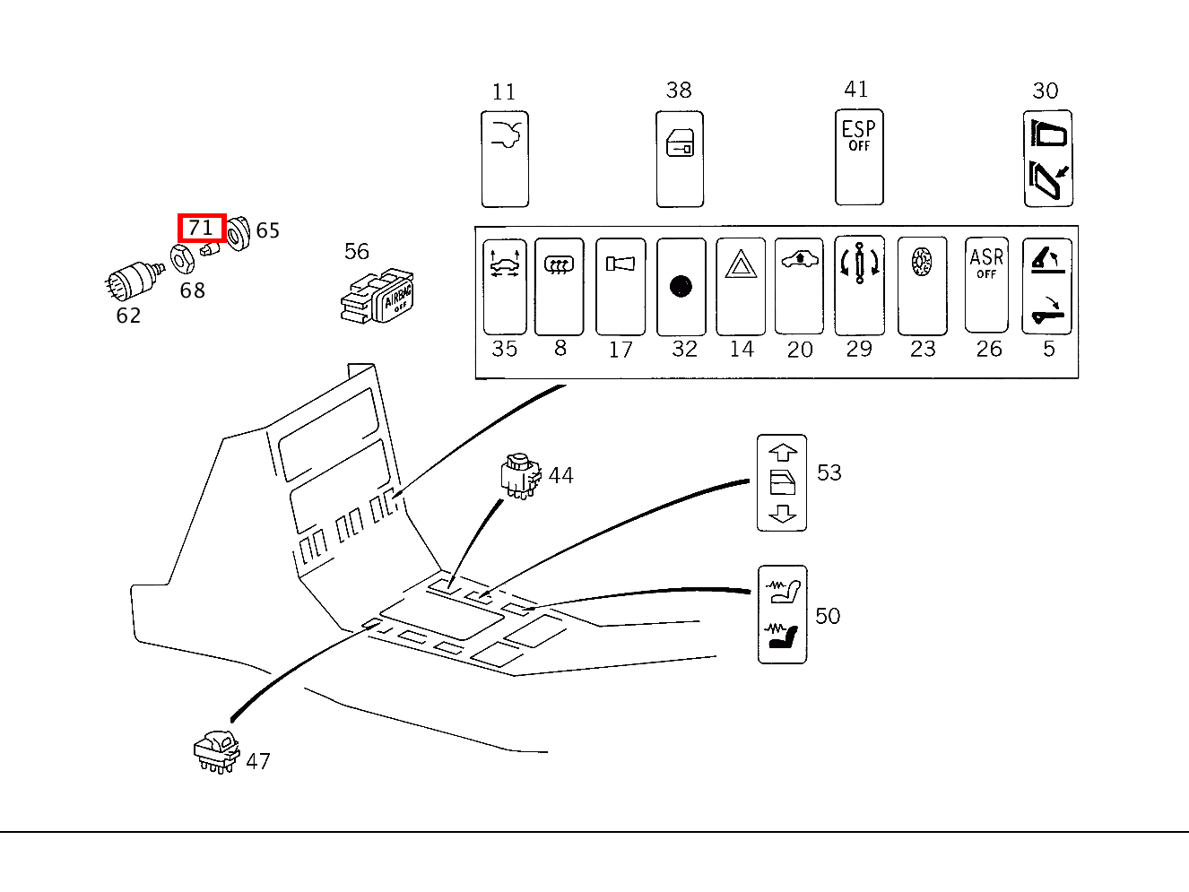 Glühlampe KONTROLLE NEBELSCHLUSSLEUCHTE; 12V/0.5W 300 SL Roadster 129 Glühlampe KONTROLLE NEBELSCHLUSSLEUCHTE; 12V/0.5W 300 SL Roadster 129