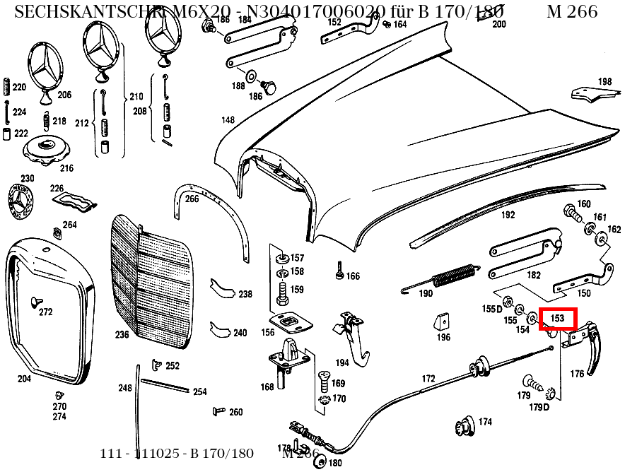 Sechskantschraube M6X20 B 170/180 M 266 111