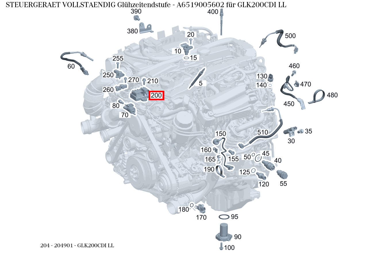 Steuergerät vollständig Glühzeitendstufe GLK200CDI LL 204