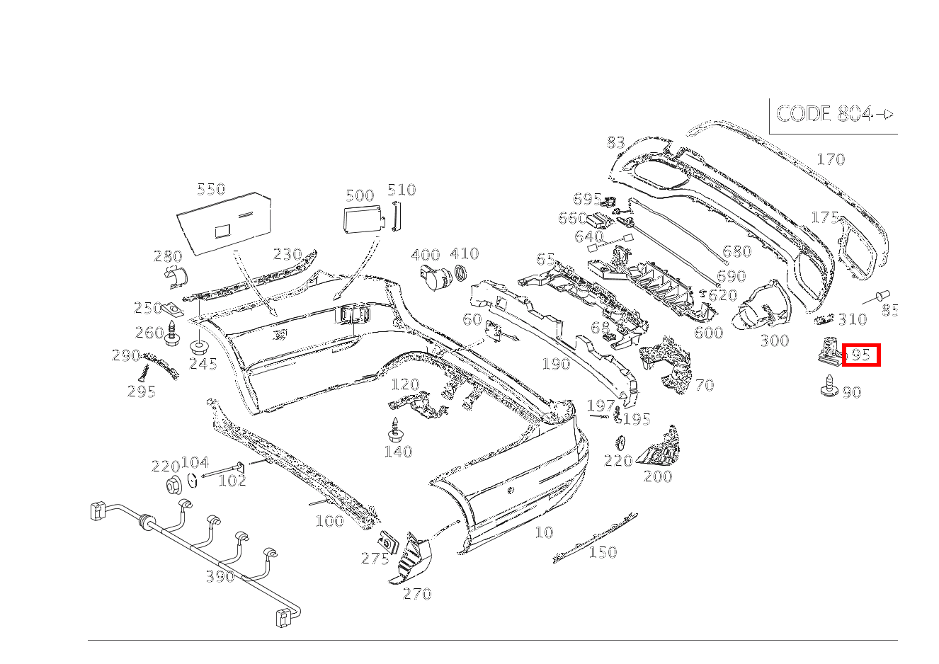 KUNSTSTOFFMUTTER Befestigung Auspuffblende E 200 Limousine 213