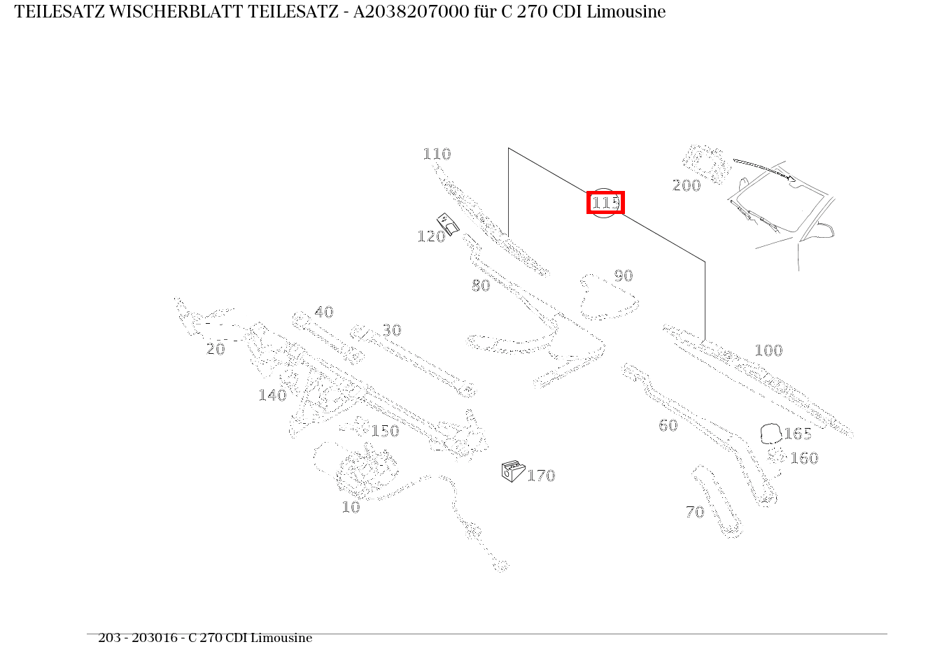 Teilesatz Wischerblatt TEILESATZ C 270 CDI Limousine 203