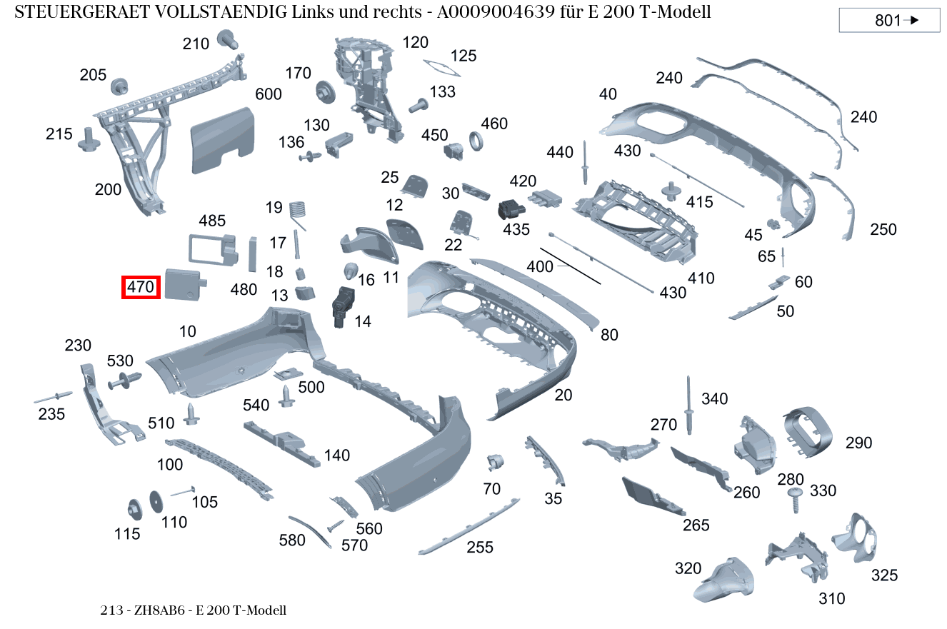 Steuergerät vollständig Links und rechts E 200 T-Modell 213